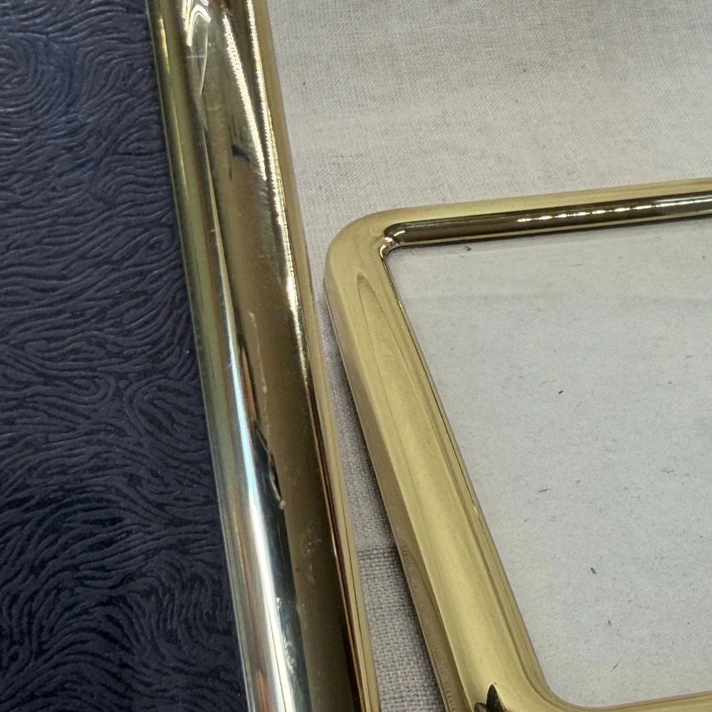 Vintage Rounded Brass Picture Frames Set Gold Minimalist Desk Decor MCM